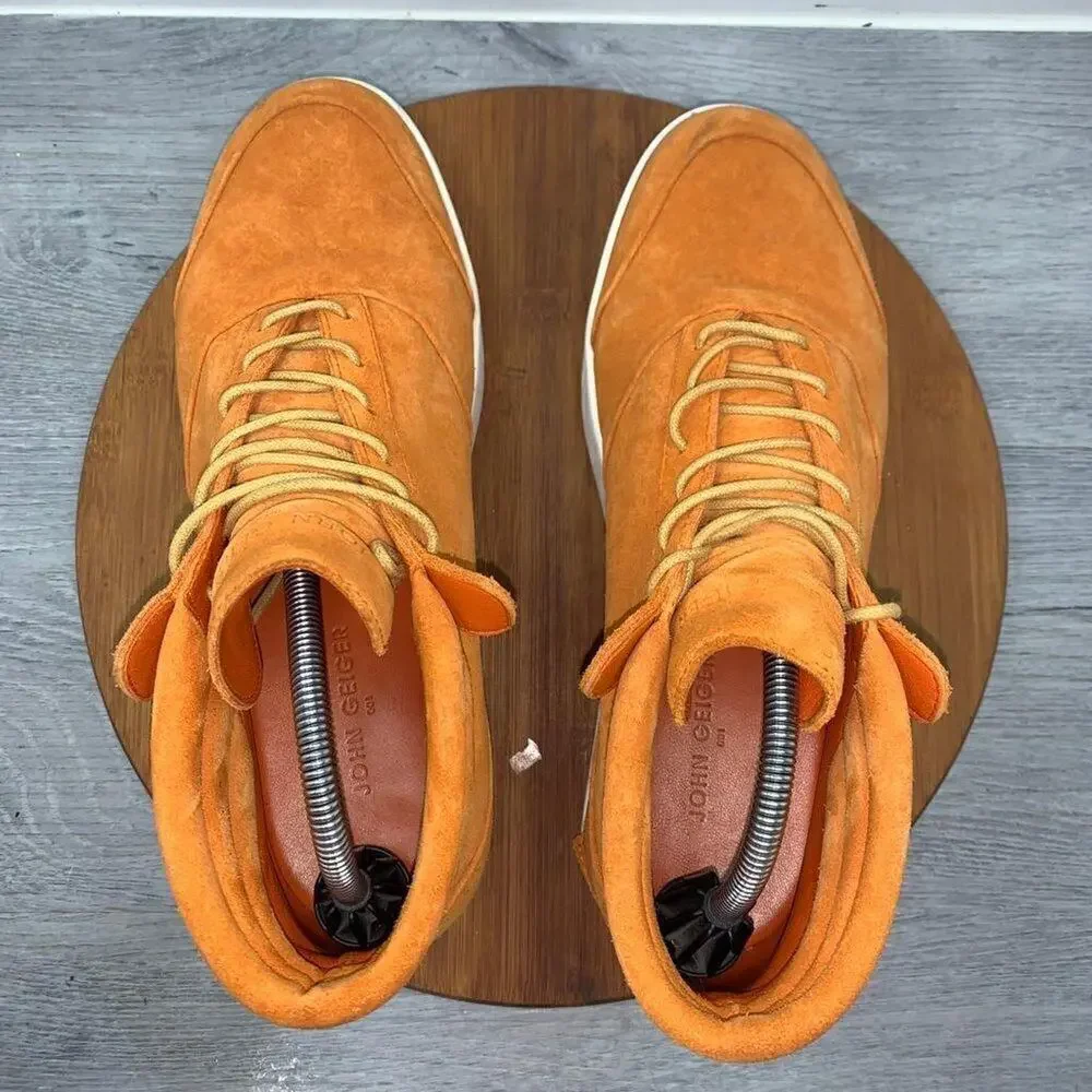 John Geiger 001 Orange Suede Sneakers Men’s Size 11 Shoes designer Made in USA - Picture 7 of 14